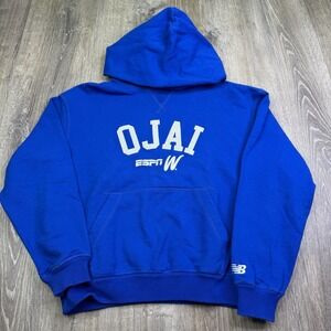 New Balance Mens Blue ESPNW OJAI Fleece Outdoor Classic Pullover Hoodie Size XS